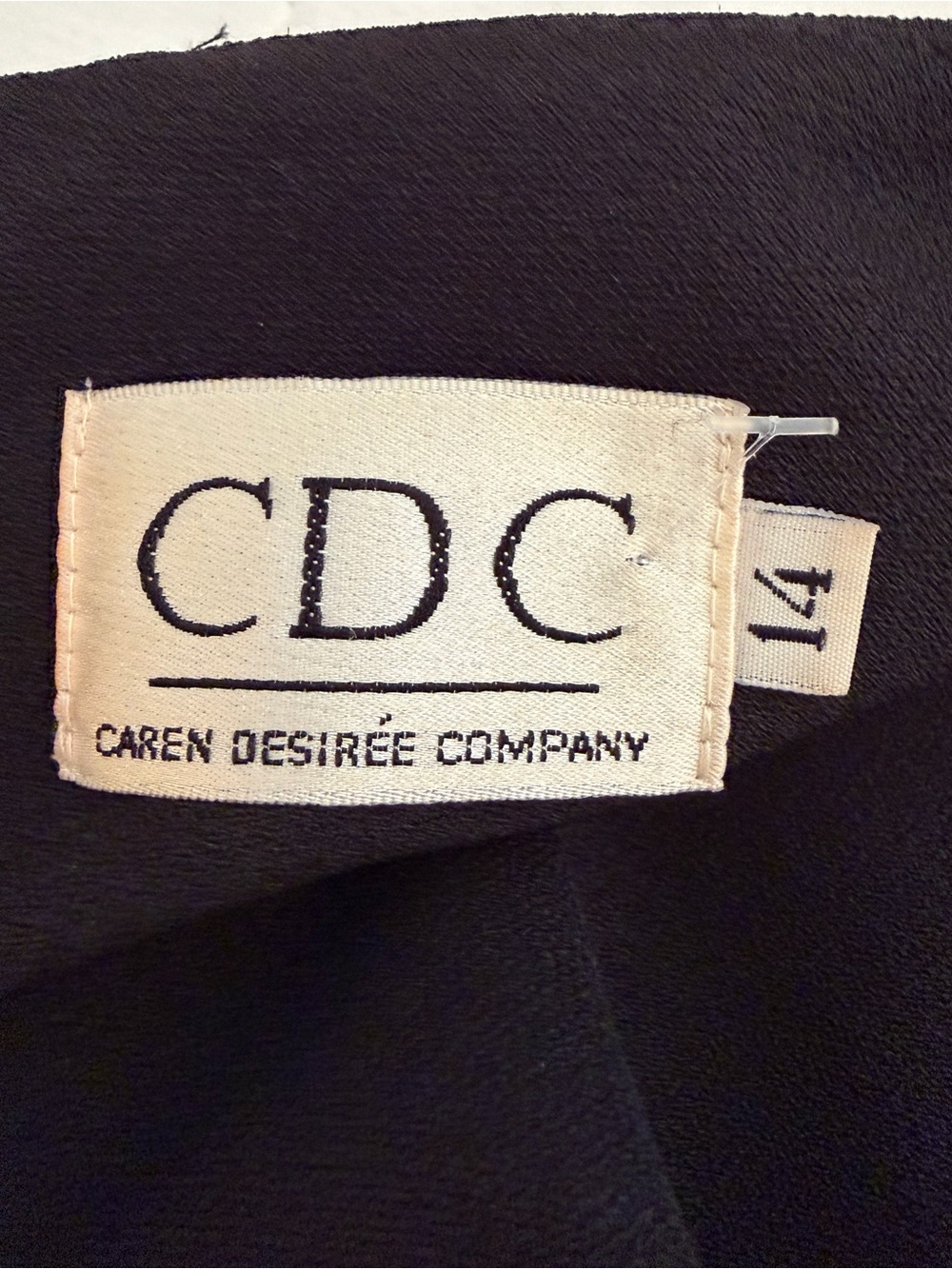 #871 CDC Black Sleeveless Midi Dress with Butterflies on shoulder. Made in USA - Picture 7 of 8